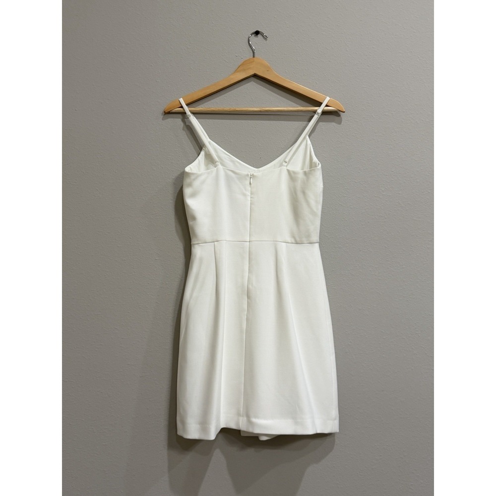 French Connection Whisper White Faux Wrap Mini Dress Size 2 Spaghetti Strap - Picture 2 of 10